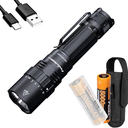 Fenix PD40R v3.0 High Lumen USB-C Rechargeable Flashlight, 3000 Lumen with Two ARB-L21-5000 and LumenTac Organizer
