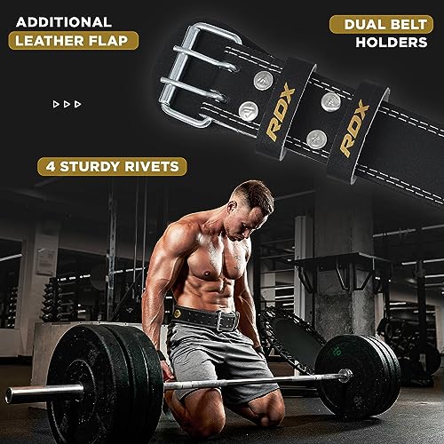 RDX Weight Lifting Belt Gym Fitness, Cowhide Leather, 4” 6” Padded Lumbar Back Support, 10 Adjustable Holes, Weightlifting Powerlifting Bodybuilding Deadlift Squat Workout Strength Training, Men Women by RDX - Image 6