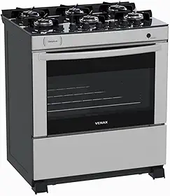 Fogao 6 Bocas Venax Delplus Vitreo Bl Inox Gas Glp