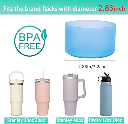 Vista 9 de WK IEASON 2 Pcs Tumbler Bottom Protector Boot for Stanley Quencher Adventure 40oz & Stanley IceFlow 20oz 30oz, Stealth Landing-2.83inch Bottom