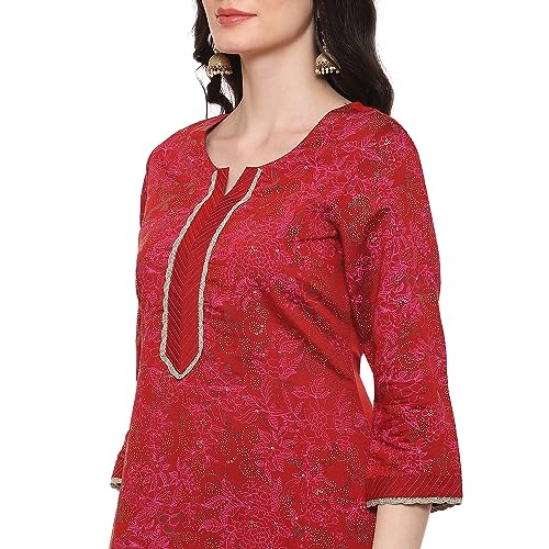 Image of Rangriti Blue Liva Straight Printed Kurta for Women