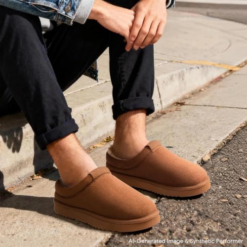 Image of Zizor Men's Fuzzy Cozy Slippers Microsuede Indoor Outdoor Home Comfy Winter Slip On Cute Warm Memory Foam Furry Shoes