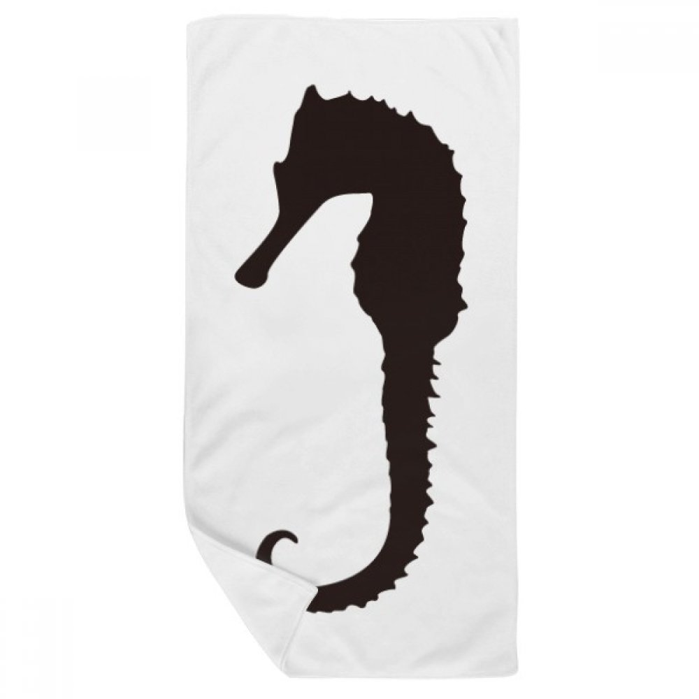 Serviette douce pour peau sensible motif hippocampe marin silhouette noire