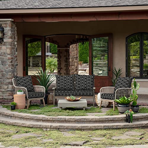 Image of Arden Outdoor Foam Deep Seat Cushion Set, 24 in x 24 in, Weather-Proof, Rain-Proof, Fade Resistant Patio Cushion, Bottom and Back Cushion for Chair, Sofa, and Couch Black Global Stripe