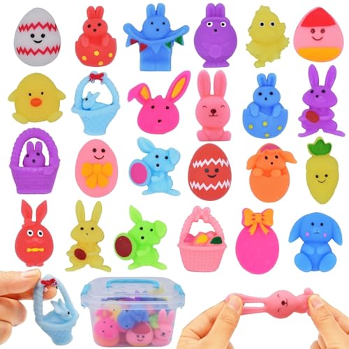 Product Image of the Cenmeytoy 24pcs Easter Mochi Squishy Toys Easter Basket Stuffers, Easter Squishies Stress Relief Toys Pack for Adults Egg Fillers Gifts Party Favors