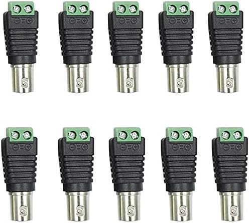 Female Jack to AV 2 Screw Terminal Connector for Coaxial CAT 5 to CCTV BNC Camera Video Balun Adapter (Green) - 10 Pcs