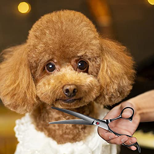 Intini 7.5" Curved Dog Grooming Scissors,Professional Pet Grooming Shears with Safe Round Tips, Shears for Dogs with Thick Hair,Dematting Tool for Dogs,Light Weight, Right and Left Hands - Image 7