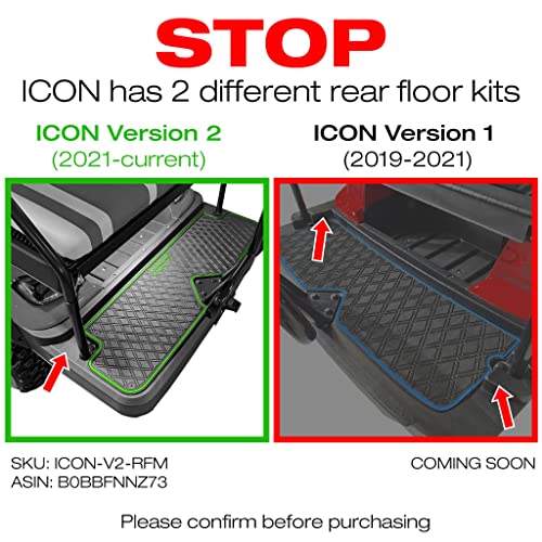 Xtreme Mats Golf Cart Floor Mat For Rear Seat Kits & Rear Facing Foot Rests - Fits Select Icon Rear Seat Kits (2021+) - All Black #TOP1