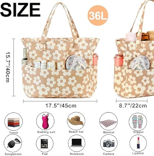 Image of Waterproof Beach Tote Pool Bags for Women Ladies Extra Large Gym Tote Carry On Bag With Wet Compartment for Weekender Travel
