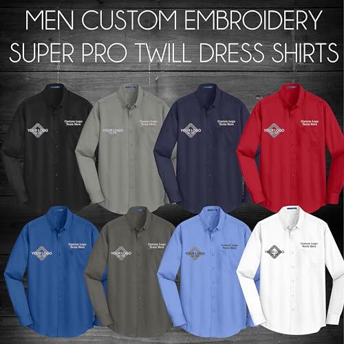 INK STITCH Men S663 Custom Embroidery Add Logo Texts SuperPro Twill Dress Shirts3