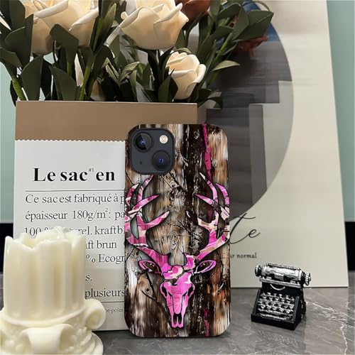 Coque iPhone 14 Plus camouflage cerf rose et silicone rigide hybride - 5