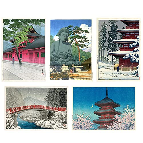 Image of Tallenge - Set of 10 Kawase Hasui Artworks - Japanese Art Poster - Small Poster(Paper,12 x 17 inches, Multicolour)