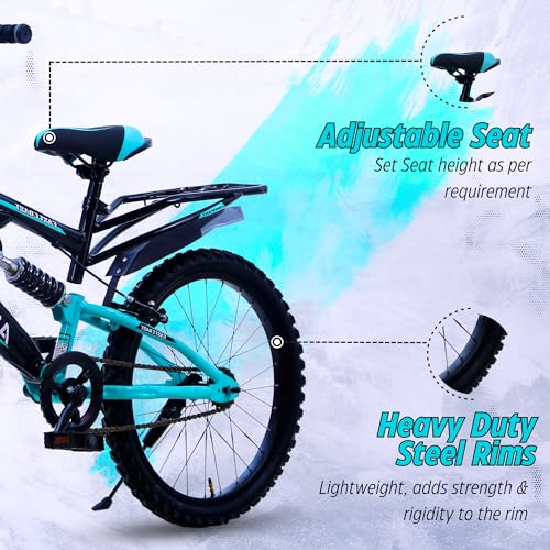 Image of EAST COAST Arrogant Single Speed Cycle /Bicycle | 20T Kids Bike /Kids Cycle with Inbuilt Carrier, Center Suspension, 14 Inch Frame, Caliper Brakes Ideal for 5 to 8 Years, Dual Shade (Sea Green)
