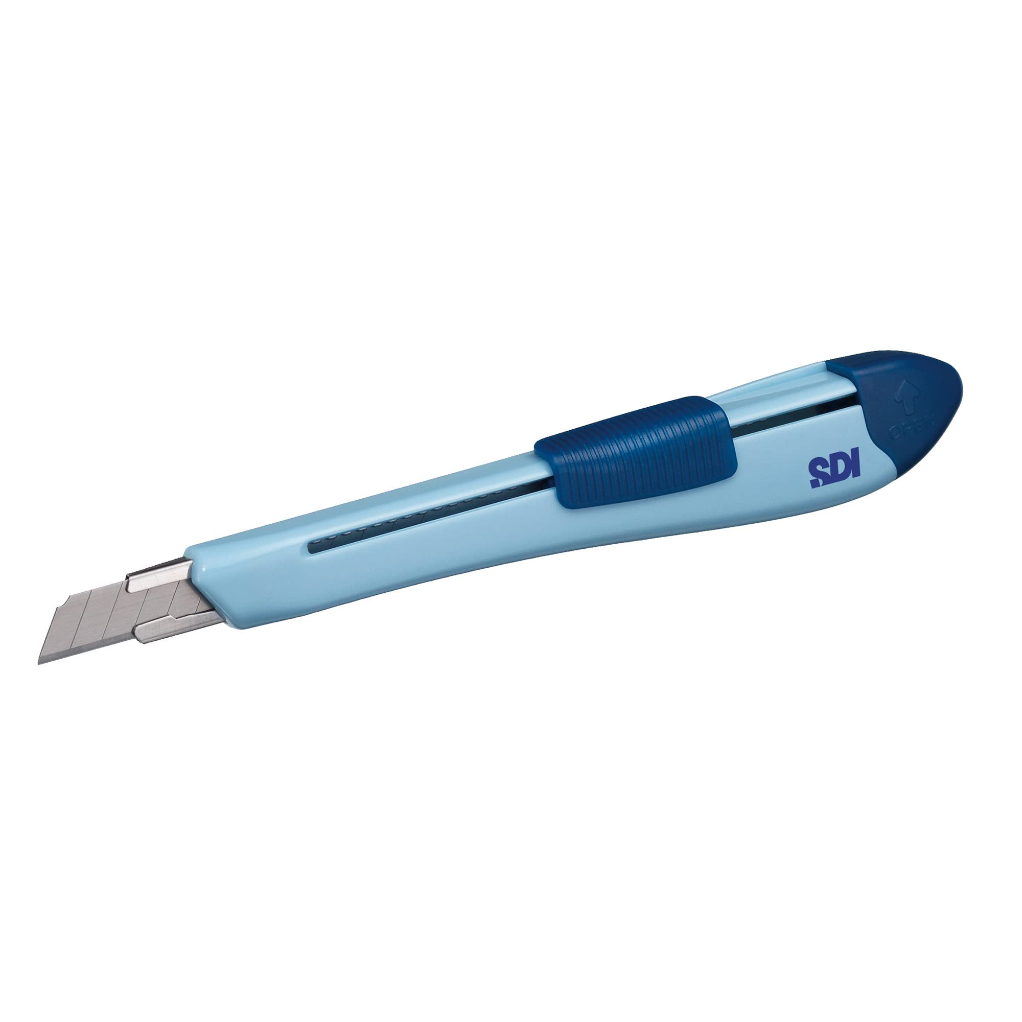Cutter Ergo Ease - Cutter con cuchilla cubierta y revolucionario sistema de cremallera guía metálica con freno automático by SDI distribuido por Office Box (1, Azul)