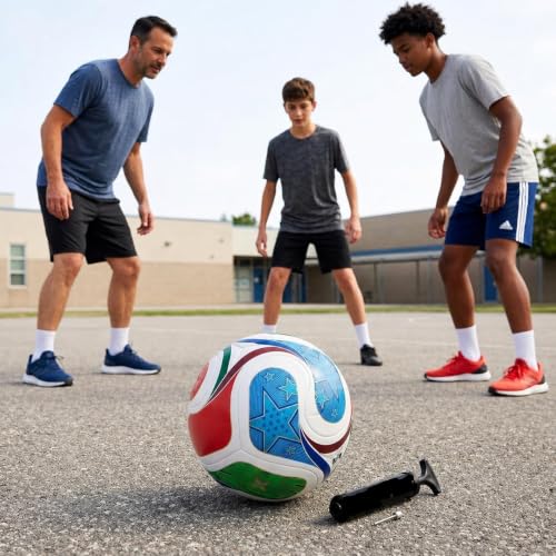 Image of Football Size no. 5 | Suitable for Kids & Adults | for Outdoors Professional use | High Performance, Light Weight, Well Stiched | with Pump & Needle.