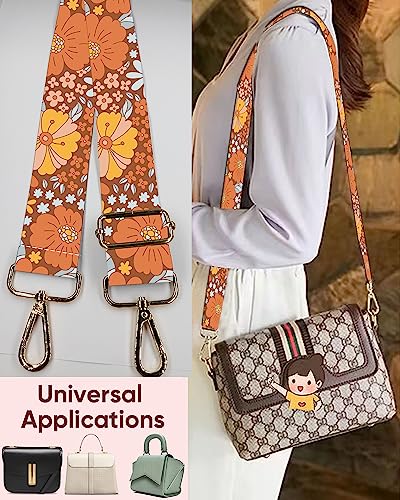 Image of Wide Purse Strap Replacement Crossbody Handbag Shoulder Strap Adjustable Bag Straps Replacement (Luxury Colorful Boho Flowers)