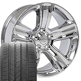 OE Wheels DG65 20 Inch Rims and Tires Fit Ram 1500 Style 5x139.7 20x9 Chrome - Hollander 2453 - Eagle LS-2 275/55-20 (Set of 4)