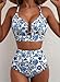 Herseas Women U Wire Two Piece Bikini Sets Floral Print Swim Suits Crisscross Back High Waisted Tummy Control Flattering Bathing Suit Fashionable Swim Outfits Summer Blue Floral Large