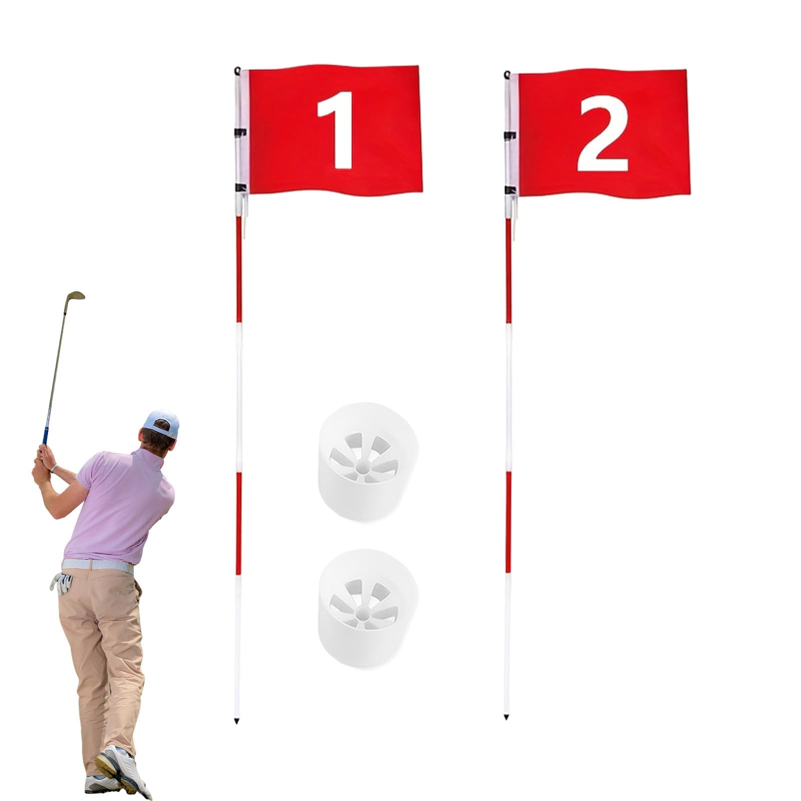 Tyczka golfowa Z włókna szklanego, odporne na pogodę, do sportów piłkowych | Tyczka i Pinezka Do dla klubów, driving range'ów, podwórek, terenów wiejskich, początkujących i