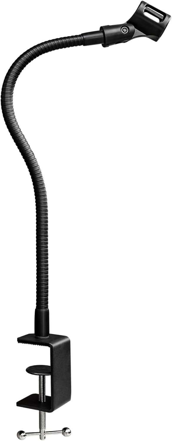 19-INCH Flexible Gooseneck Microphone Stand with Heavy Duty Desk Clamp for Podcast, Meetings, Lectures, Radio Broadcasting Studio, Live Broadcast Equipment, TV Stations