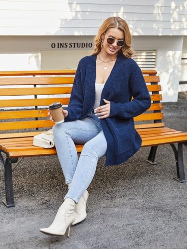 Image of Snuggle Sac Cardigan Sweaters for Women with Pocket Trendy Casual Long Sleeve Tops Open Front Fall Winter Coats