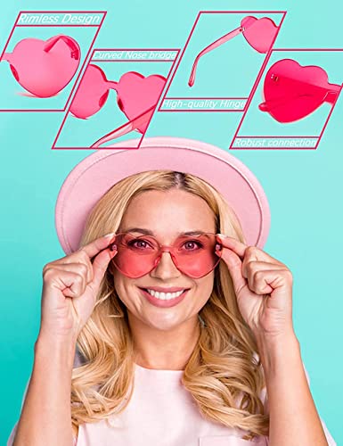 Heart Shaped Sunglasses Rimless Colorful Heart Glasses Bachelorette Party Favors (Mixed Color B)3