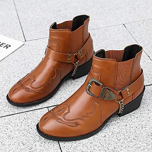 Women's Ankle Boots & Booties Leather Belt Metal Buckle Punk Western Cowboy Boots Knight Combat Booties All-Match #TOP4