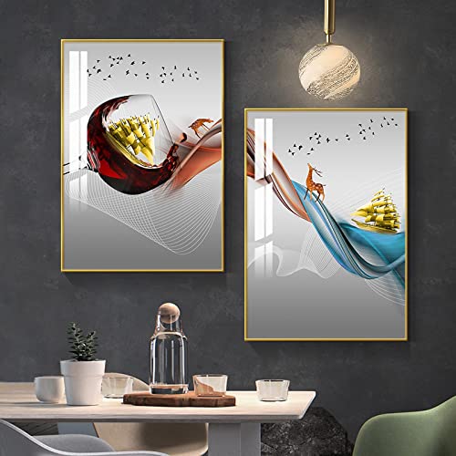 Peinture Salle À Manger et Cuisine : Art Abstrait Voilier pour Ambiance Nordique De Luxe