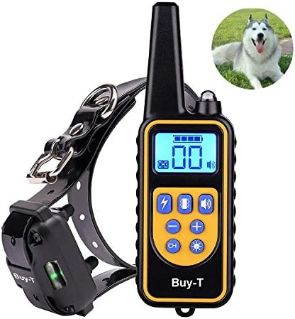 Buy-T Dog Training Collar 870 yards Remote Rechargeable and IPX7 Waterproof Rainproof Dog Shock Collar with Beep, Vibration and Shock, Electric Dog Collar for Puppy, Small, Medium and Large Dogs