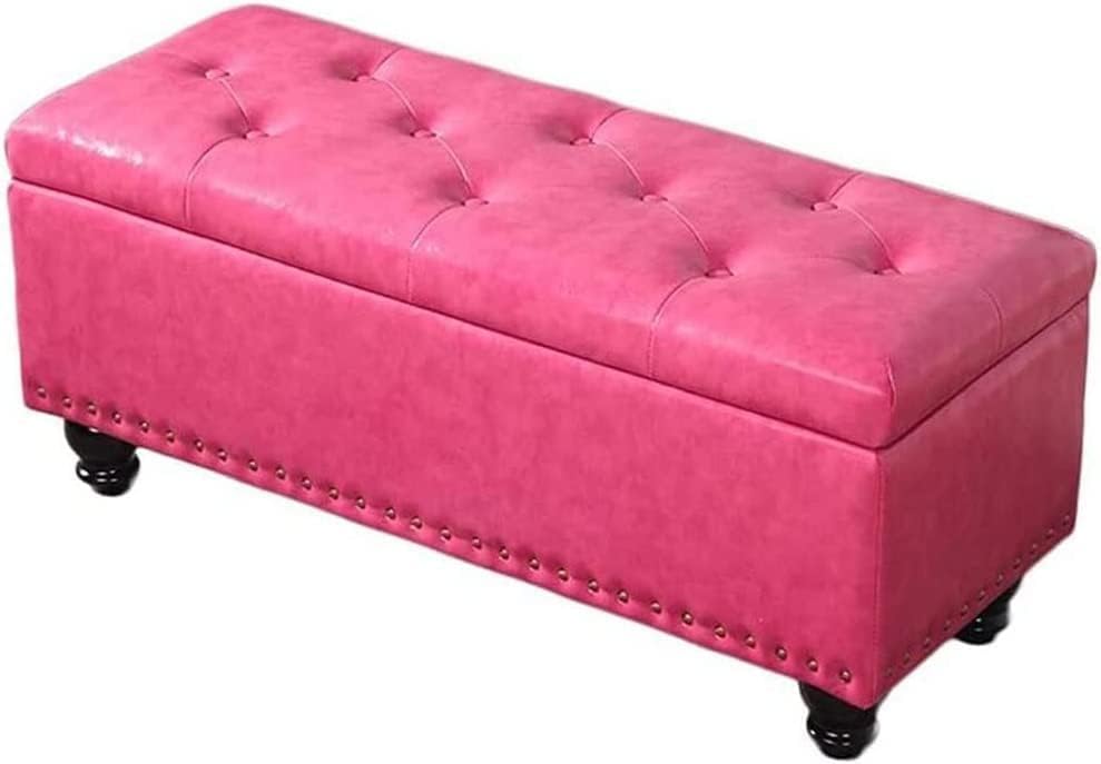 Repose-pieds rectangulaire rembourré avec coffre de rangement en similicuir marron
