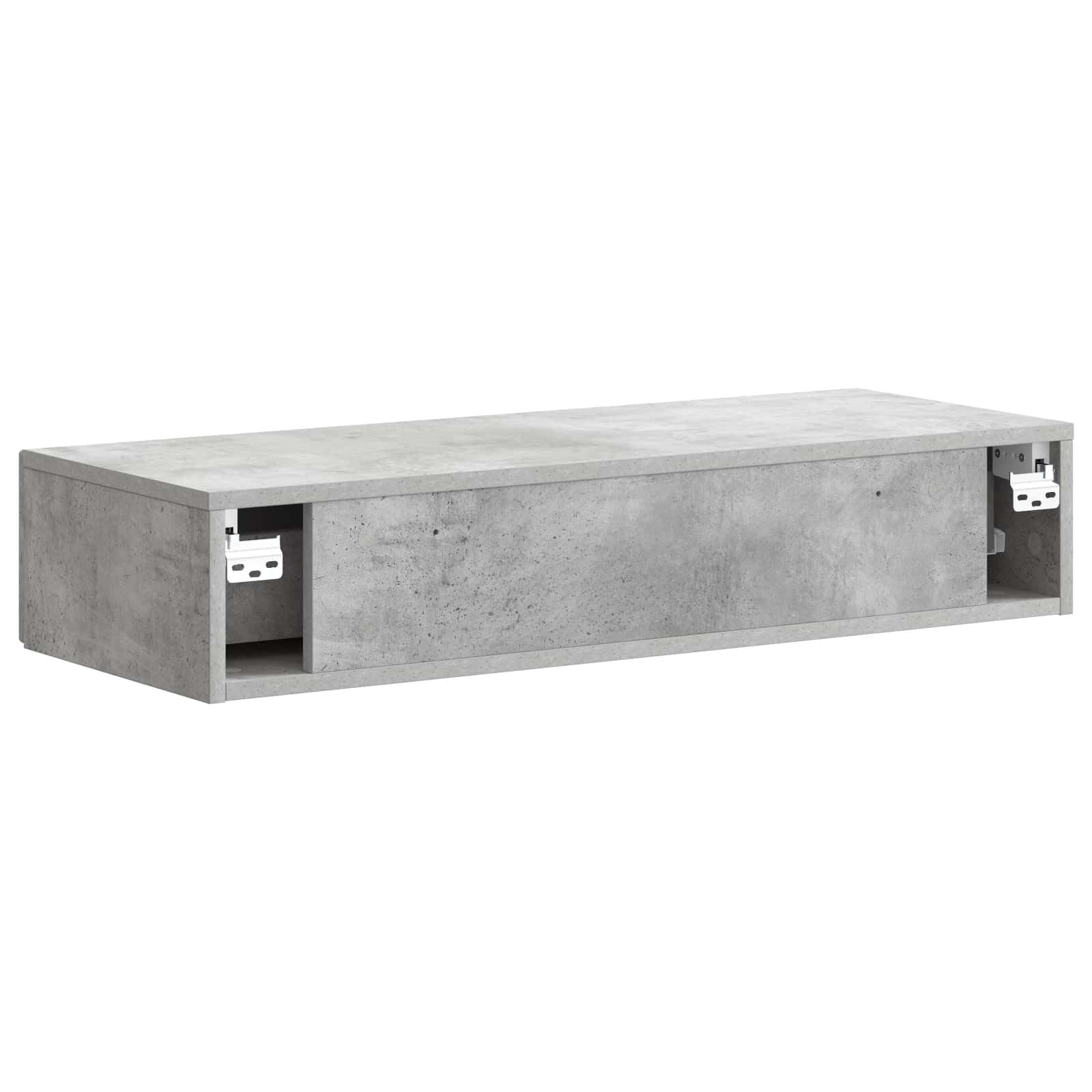 Tavolino da parete grigio cemento, 87,5 x 34,5 x 17 cm, in legno con cassetto e scomparto chiudibile, organizer per ufficio, soggiorno, corridoio, garage