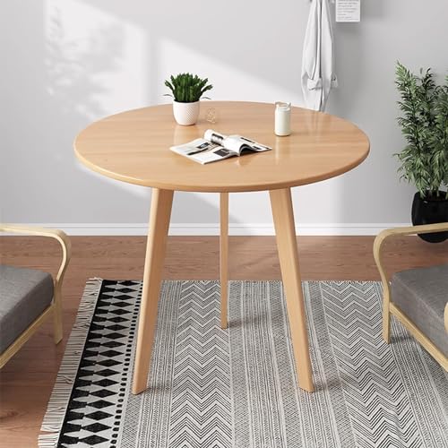 Office Conference Table, 27.6"" Small Round Dining Table for 2, Wooden Kitchen Dinner Table Rustic Wood Dining Table Mid Century Modern Kitchen Table