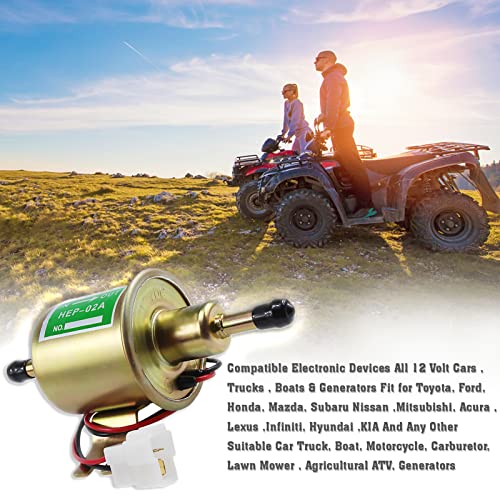 12V Low Pressure Universal Heavy Duty Gas Diesel Inline Electric Fuel Pump Hep-02A 2.5-4 Psi Metal Solid Gasoline Diesel Engine Motorcycle Carburetor Lawn Mower #TOP2