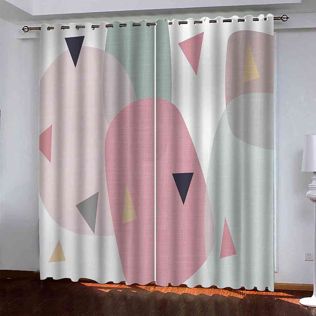 Rideau occultant à oeillets imprimé rose abstrait 200x160 cm pour salon d'enfants