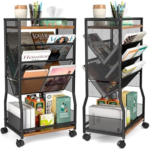 DAOUTIME 8 Tier Rolling Bookshelf Cart Cover