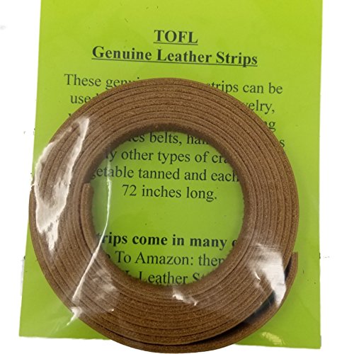 Tofl Genuine Top-Grain Leather Strap | 72 Inches Long | 1/2 Inch Wide | 1/16 Inch Thick (4-5 Oz) | 1 Leather Strip For Diy Arts & Craft Projects, Clothing, Jewelry, Wrapping | Tan #TOP4