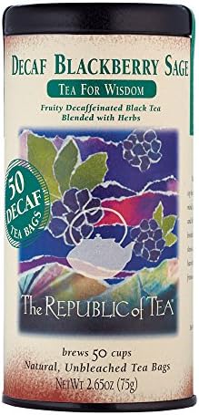 The Republic of Tea Decaf Blackberry Sage Black Tea, Tin of 50 Tea Bags