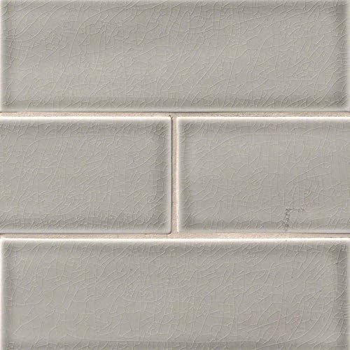 MSI Stone SMOT-PT-DG412 Highland Park Dove Glazed Handcrafted Tile with Glossy Finish, 4" x 12", Gray
