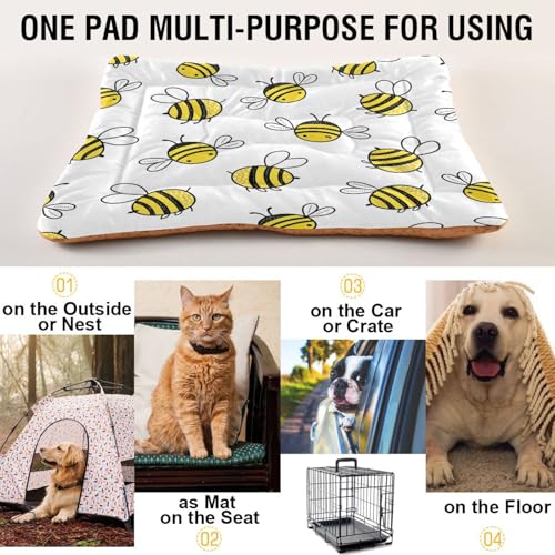 Image of Blueangle Flying Bumble Bees Pet Bed - Comfortable Calming Dogs Cat Bed Mat, Soft Plush Surface Pet Bed Cushion Bed for All Season, 36x24inch