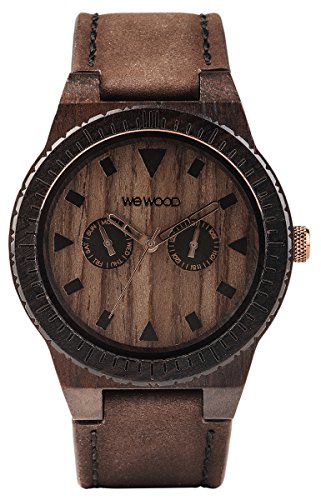 Relógio em Madeira Wewood Leo Leather Chocolate WWLE02