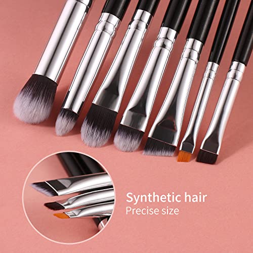 BEILI Professional Eye Makeup Brush Set,15 Pieces Synthetic and Natural Hair Eyeshadow Eyeliner Eyebrow Blending Concealer Make up Brushes (Black/Silver) - Image 3