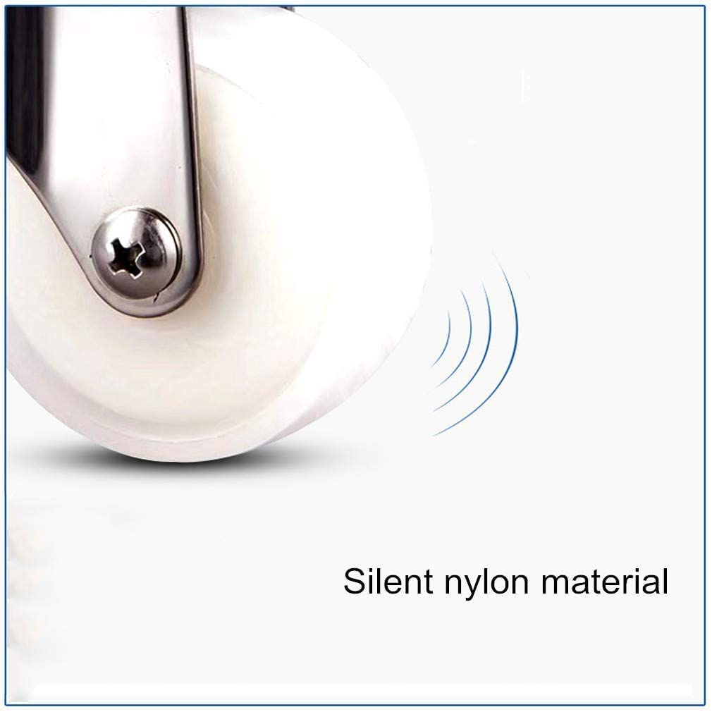 roulettes pivotantes(Lot de 4) Blanches en Polyamide,Tige pivotante,Support en Acier Inoxydable 304,Filetage M10 x 25 mm,capacité de Charge 105 kg(1,5 Pouce,avec Frein et universelles).