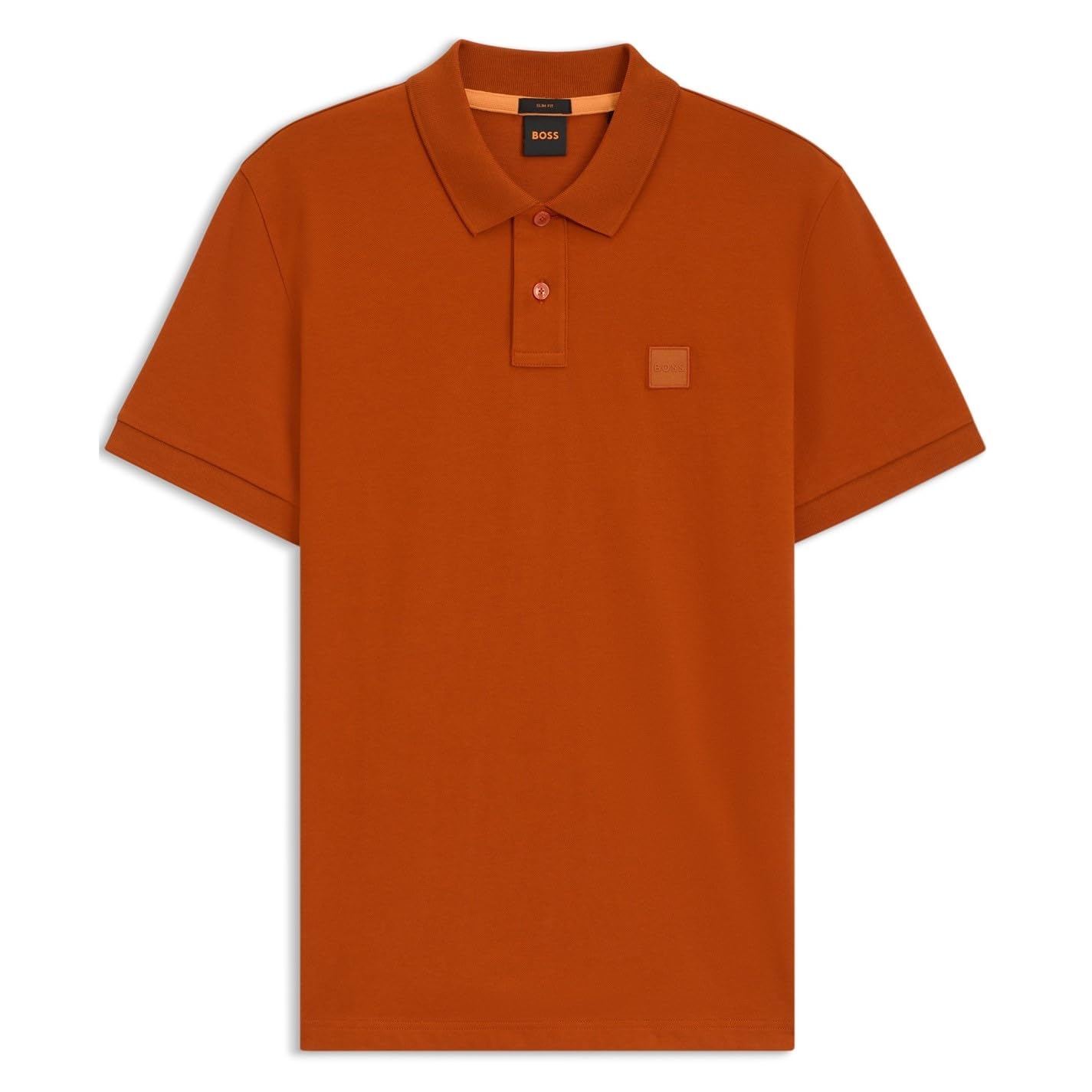 BOSS Mens Passenger Polo Shirt Short Sleeve Cotton Open Orange 842 L