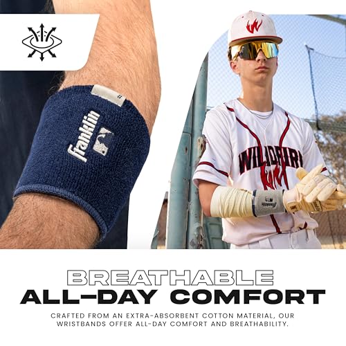 Franklin Sports X-Vent Baseball + Softball Wristbands - Navy + Gray - image 6