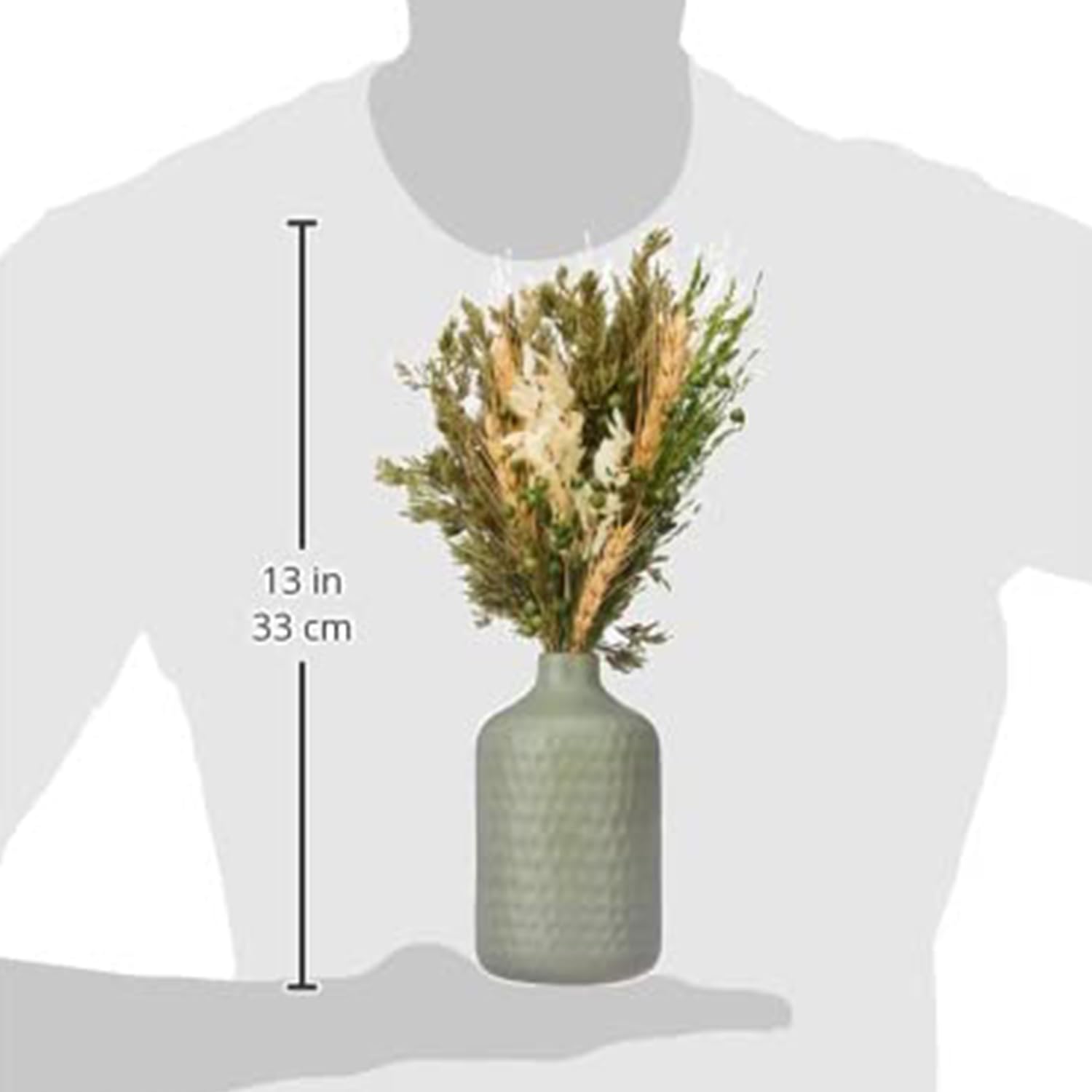 Amazon Brand - Solimo Dried Flowers with Long, Green Ceramic Vase for Home Décor and Gifting offers donot miss
