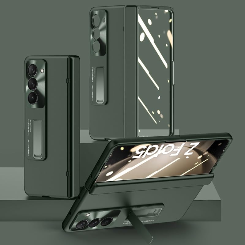 Coque Samsung Galaxy Z Fold 5 verte avec béquille idéale pour vos vidéos et appels en voyage