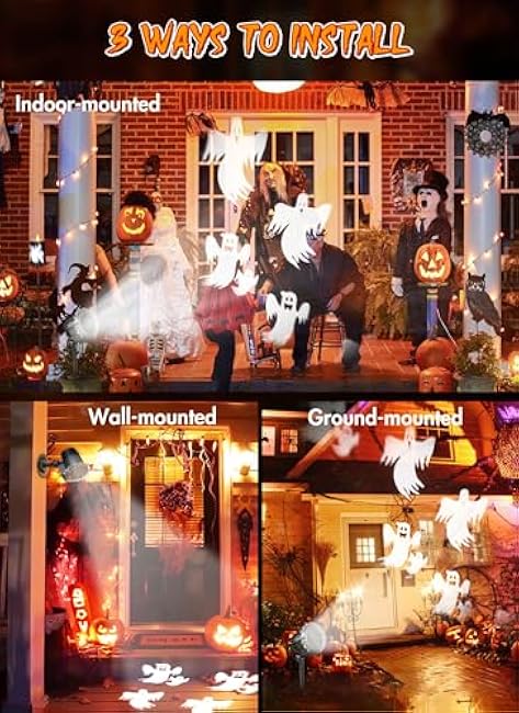 Minetom Halloween Projector Lights Outdoor, Rotating Ghost Projector Halloween, Waterproof Halloween Light Projector Landscape Lights for Outdoor Indoor, Yard, Patio, Garden, Party Decor