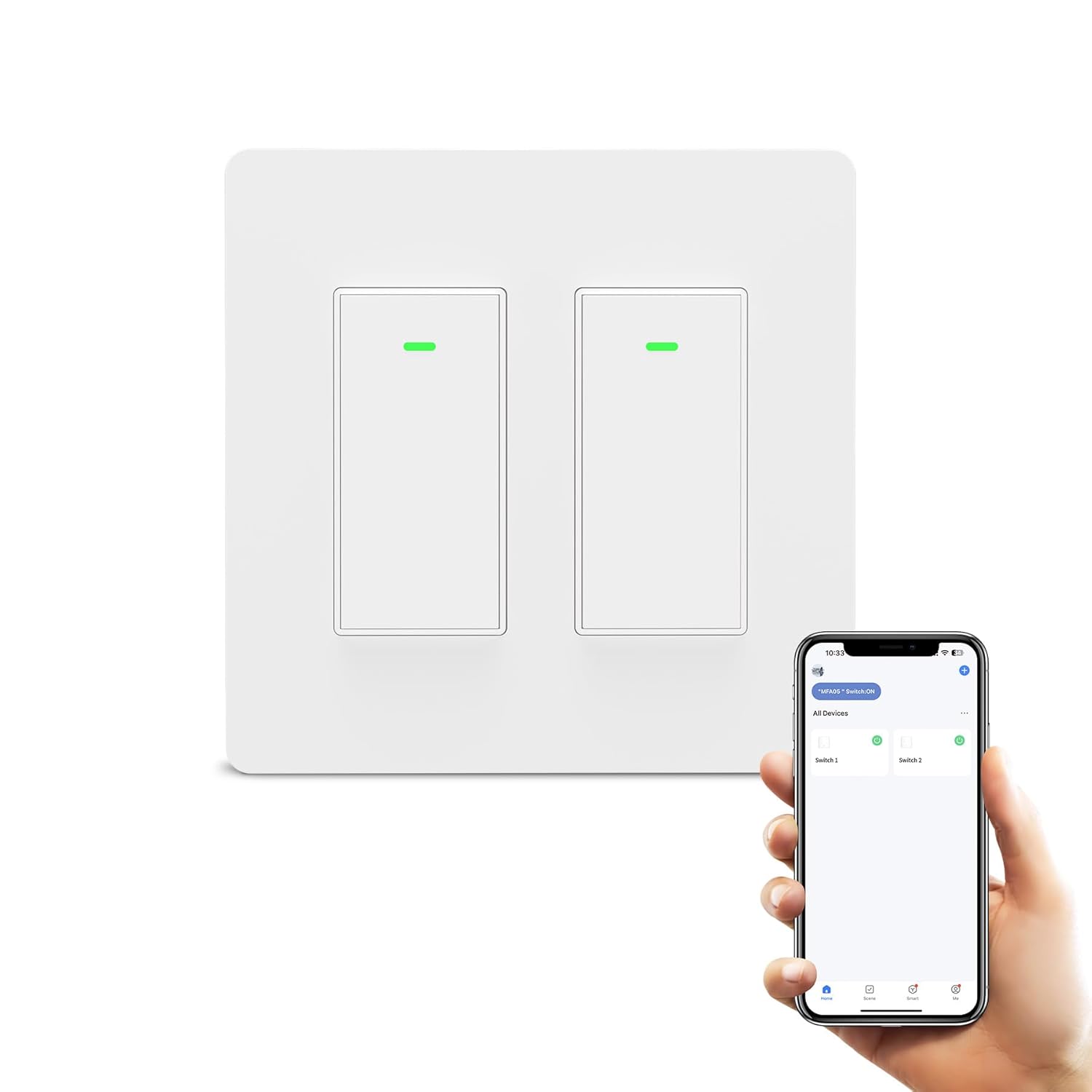 Smart Light Switch 2 Gang(Button), Double Smart WiFi Light Switches