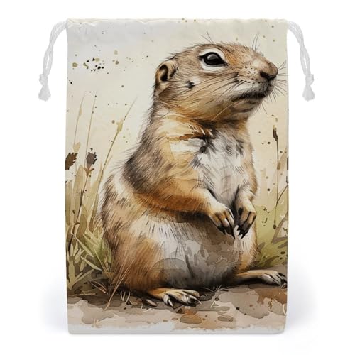 Drawstring Storage Bag Sports Cinch Sack Gopher And Grass Gym String Bags for Travel Swimming Beach