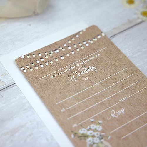 Invitaciones de boda jarrón rústico de flores para confirmar asistencia RSVP 10 ud 6